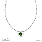 LENYA สร้อยคอเงินแท้ 925 ชุบทองคำขาว ประดับตรงกึ่งกลางด้วย Chrome Diopside สีเขียวงามสง่า ให้ความรู้สึกหรูหรา เป็นเอกลักษณ์
