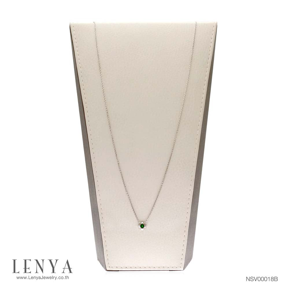 LENYA สร้อยคอเงินแท้ 925 ชุบทองคำขาว ประดับตรงกึ่งกลางด้วย Chrome Diopside สีเขียวงามสง่า ให้ความรู้สึกหรูหรา เป็นเอกลักษณ์