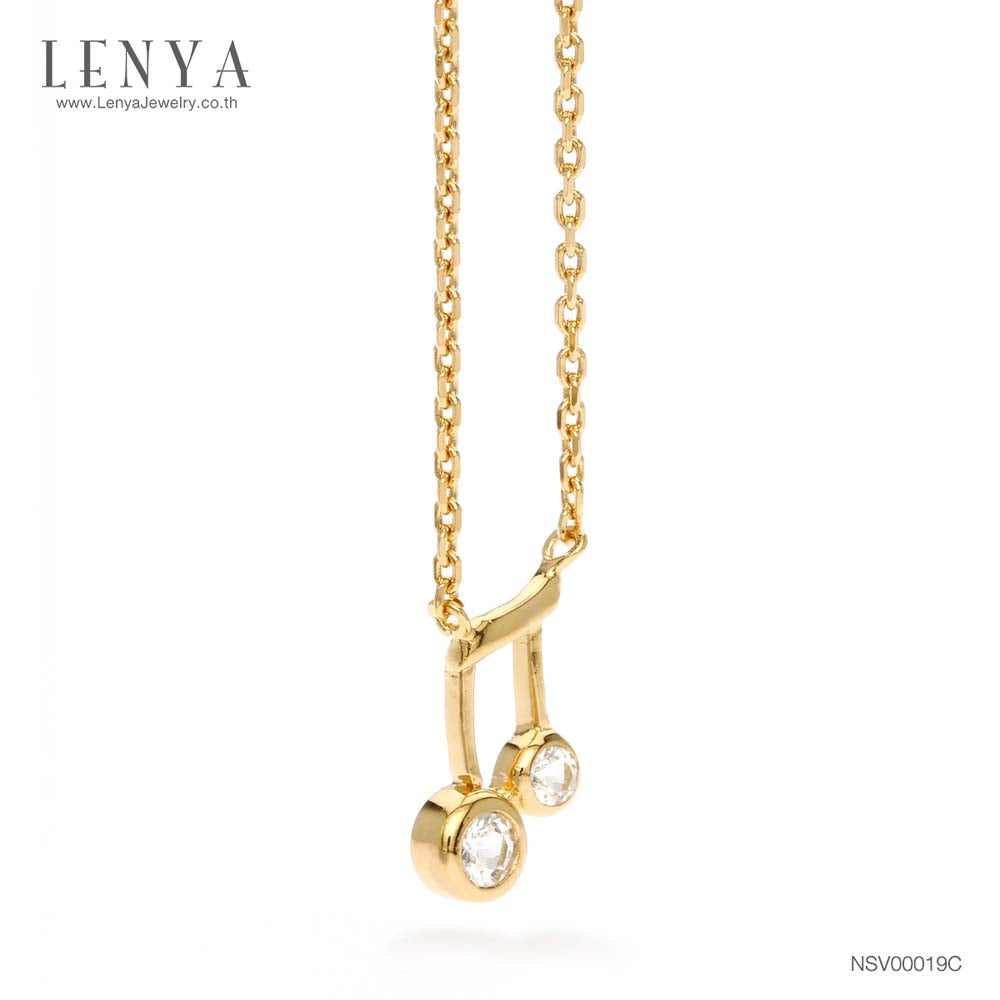 LENYA สร้อยคอเงินแท้ 925 ชุบทอง 18 เค ดีไซน์ตัวโน๊ต ประดับพลอยสีขาว ไวท์ โทแพซ ( White Topaz) เพิ่มเสน่ห์ ในลุคน่ารักสดใน สไตล์ สาวญี่ปุ่น ใส่ได้ทุกโอกาส