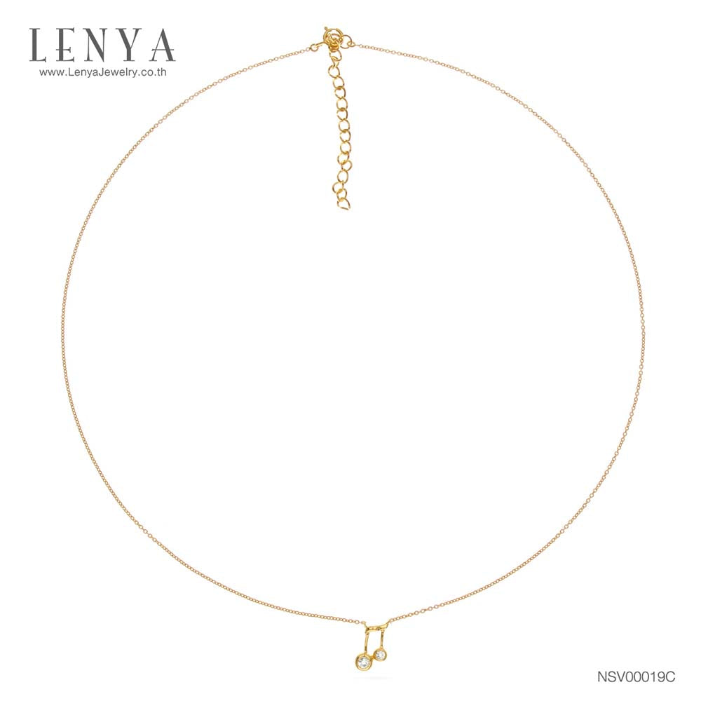 LENYA สร้อยคอเงินแท้ 925 ชุบทอง 18 เค ดีไซน์ตัวโน๊ต ประดับพลอยสีขาว ไวท์ โทแพซ ( White Topaz) เพิ่มเสน่ห์ ในลุคน่ารักสดใน สไตล์ สาวญี่ปุ่น ใส่ได้ทุกโอกาส