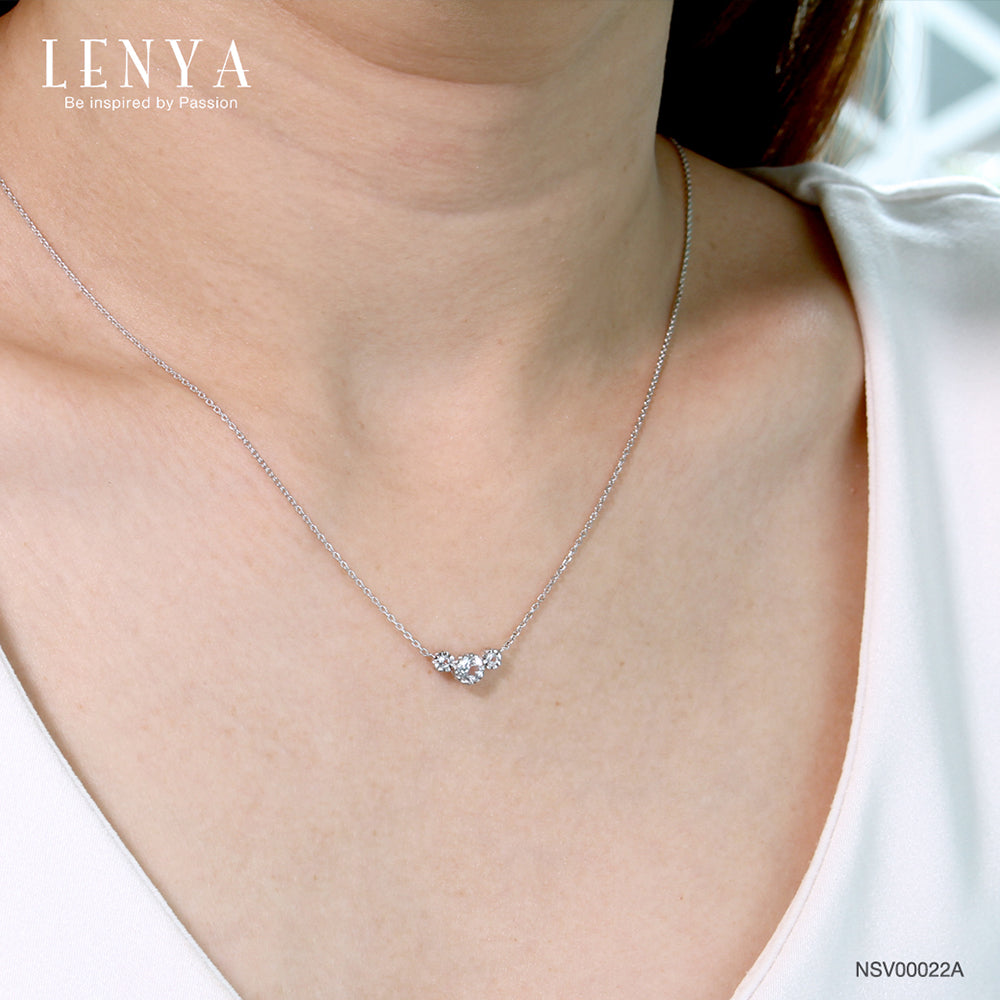 LENYA สร้อยคอเงินแท้ 925 ชุบโรเดียม ดีไซน์วงกลม สุดคลาสสิค ประดับด้วย White Topaz งดงาม หรูหรา ใส่ได้ทุกโอกาส ควรค่าแก่การเป็นเจ้าของ