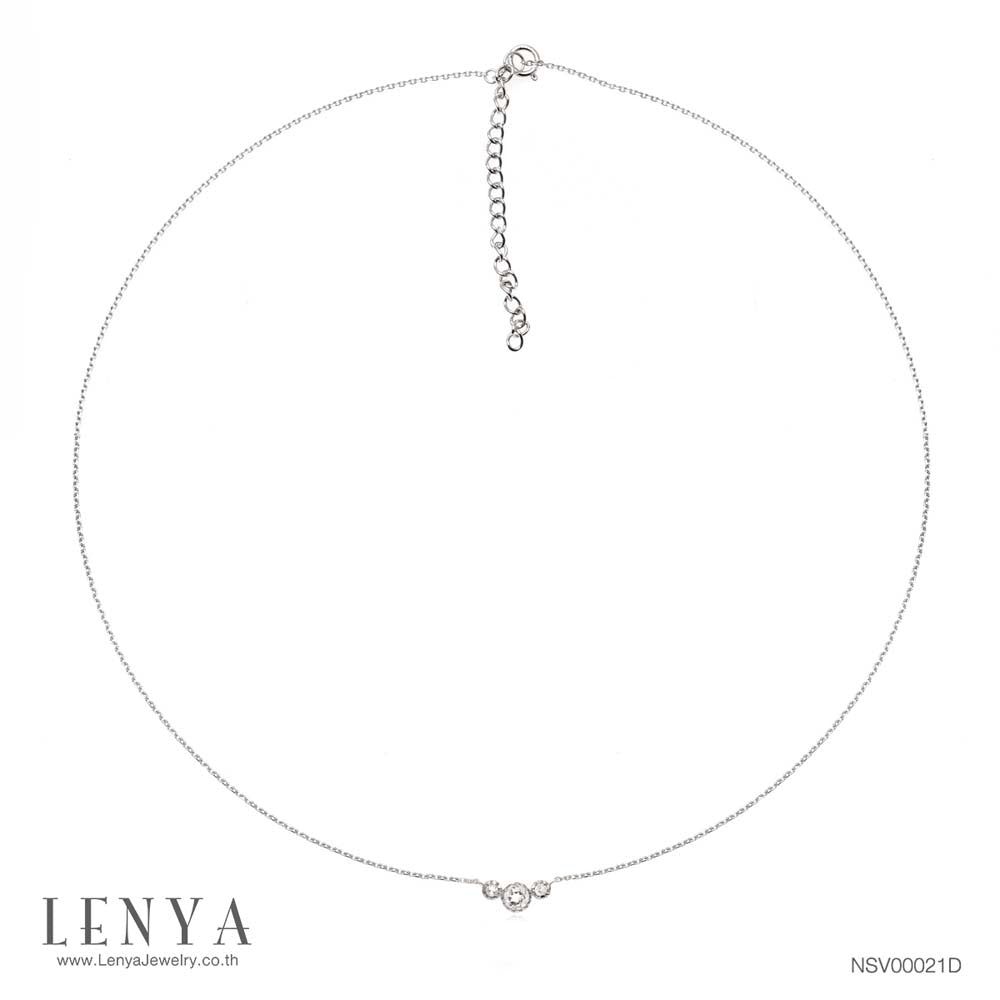 LENYA สร้อยคอเงินแท้ 925 ชุบโรเดียม ดีไซน์วงกลม สุดคลาสสิค ประดับด้วย White Topaz งดงาม หรูหรา ใส่ได้ทุกโอกาส ควรค่าแก่การเป็นเจ้าของ
