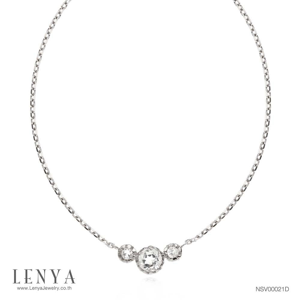 LENYA สร้อยคอเงินแท้ 925 ชุบโรเดียม ดีไซน์วงกลม สุดคลาสสิค ประดับด้วย White Topaz งดงาม หรูหรา ใส่ได้ทุกโอกาส ควรค่าแก่การเป็นเจ้าของ