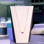LENYA สร้อยคอเงินแท้ 925 ชุบพิ้งโกลด์ ประดับพลอยอเมทิสต์ อัญมณีสำหรับผู้ที่เกิดเดือนกุมภาพันธ์