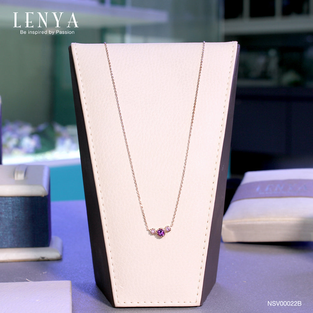 LENYA สร้อยคอเงินแท้ 925 ชุบพิ้งโกลด์ ประดับพลอยอเมทิสต์ อัญมณีสำหรับผู้ที่เกิดเดือนกุมภาพันธ์
