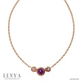 LENYA สร้อยคอเงินแท้ 925 ชุบพิ้งโกลด์ ประดับพลอยอเมทิสต์ อัญมณีสำหรับผู้ที่เกิดเดือนกุมภาพันธ์