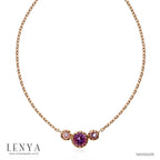 LENYA สร้อยคอเงินแท้ 925 ชุบพิ้งโกลด์ ประดับพลอยอเมทิสต์ อัญมณีสำหรับผู้ที่เกิดเดือนกุมภาพันธ์