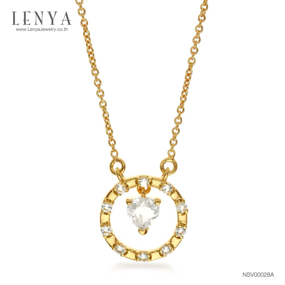 LENYA สร้อยคอเงินแท้ 925 ชุบทอง ดีไซน์รูปหัวใจในวงล้อแห่งรัก เลอค่าด้วยการประดับ ไวท์ โทแพซ (White Topaz) เสริมโชคด้านความรักและมิตรภาพเป็นพิเศษ