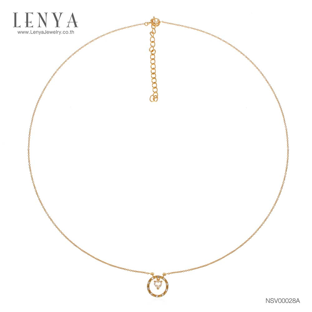 LENYA สร้อยคอเงินแท้ 925 ชุบทอง ดีไซน์รูปหัวใจในวงล้อแห่งรัก เลอค่าด้วยการประดับ ไวท์ โทแพซ (White Topaz) เสริมโชคด้านความรักและมิตรภาพเป็นพิเศษ