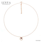 LENYA สร้อยคอเงินแท้ 925 ชุบ Pink Gold หวานใส ดีไซน์รูปหัวใจในวงล้อแห่งรัก เลอค่าด้วยการประดับโกเมน (Garnet) และ ไวท์ โทแพซ (White Topaz) เสริมโชคด้านความรักและมิตรภาพเป็นพิเศษ