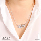 LENYA สร้อยคอ CZ DiamondLike ดีไซน์ดอกไม้และใบไม้ ตัวเรือนเงินแท้925 ชุบทองคำขาว