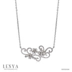 LENYA สร้อยคอ CZ DiamondLike ดีไซน์ดอกไม้และใบไม้ ตัวเรือนเงินแท้925 ชุบทองคำขาว