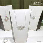 LENYA สร้อยคอ CZ DiamondLike ดีไซน์ดอกไม้และใบไม้ ตัวเรือนเงินแท้925 ชุบทองคำขาว