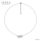 LENYA สร้อยคอ CZ DiamondLike ดีไซน์ดอกไม้และใบไม้ ตัวเรือนเงินแท้925 ชุบทองคำขาว