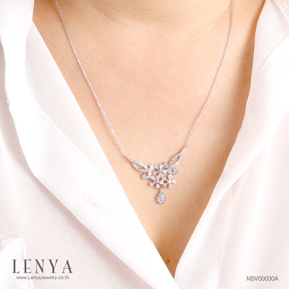 LENYA สร้อยคอ CZ DiamondLike เสริมลุคใส่สบายทุกวัน ตัวเรือนเงินแท้925 ชุบทองคำขาว