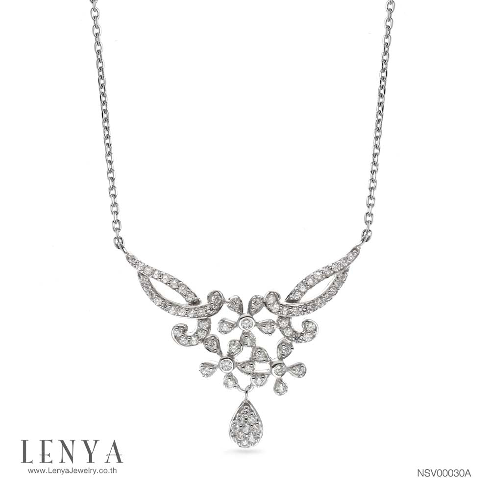 LENYA สร้อยคอ CZ DiamondLike เสริมลุคใส่สบายทุกวัน ตัวเรือนเงินแท้925 ชุบทองคำขาว