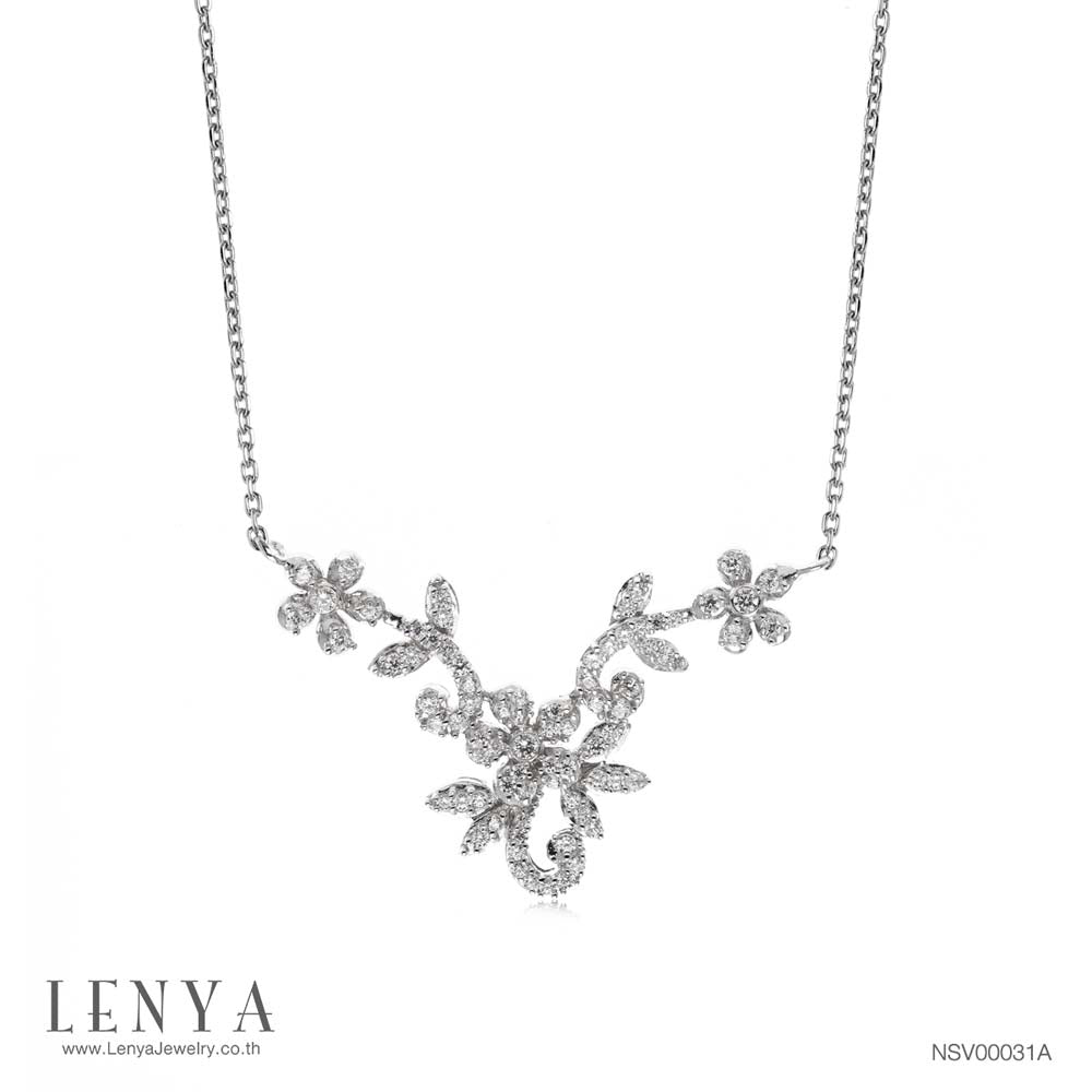 LENYA สร้อยคอ CZ DiamondLike สวยสง่า น่าหลงใหล ขนาด 1.50 มิล ตัวเรือนเงินแท้925 ชุบทองคำขาว