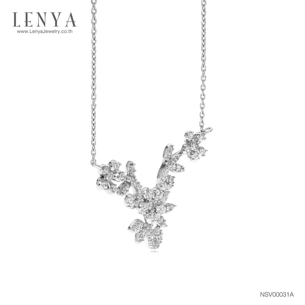 LENYA สร้อยคอ CZ DiamondLike สวยสง่า น่าหลงใหล ขนาด 1.50 มิล ตัวเรือนเงินแท้925 ชุบทองคำขาว