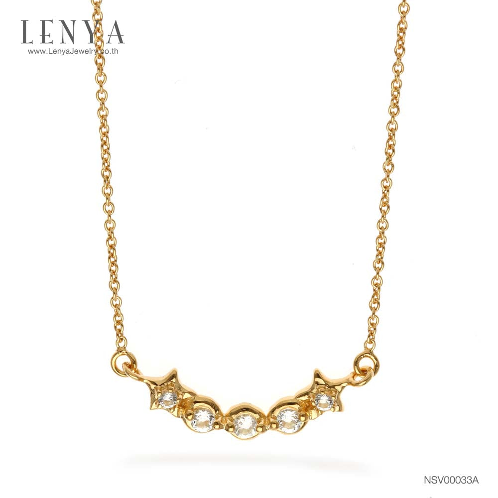 LENYA สร้อยคอเงินแท้ 925 ประดับพลอยสีขาว ไวท์ โทแพซ (White Topaz ) ชุบทอง ดีไซน์สุดเก๋ ในลุคสาวหวานน่ารัก เพิ่มเสน่ห์ดึงดูดในตัวคุณ