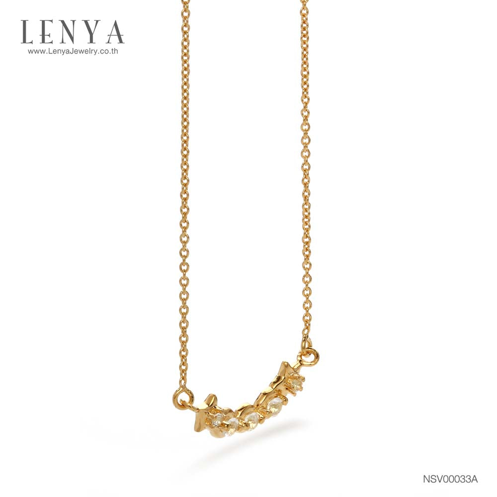 LENYA สร้อยคอเงินแท้ 925 ประดับพลอยสีขาว ไวท์ โทแพซ (White Topaz ) ชุบทอง ดีไซน์สุดเก๋ ในลุคสาวหวานน่ารัก เพิ่มเสน่ห์ดึงดูดในตัวคุณ