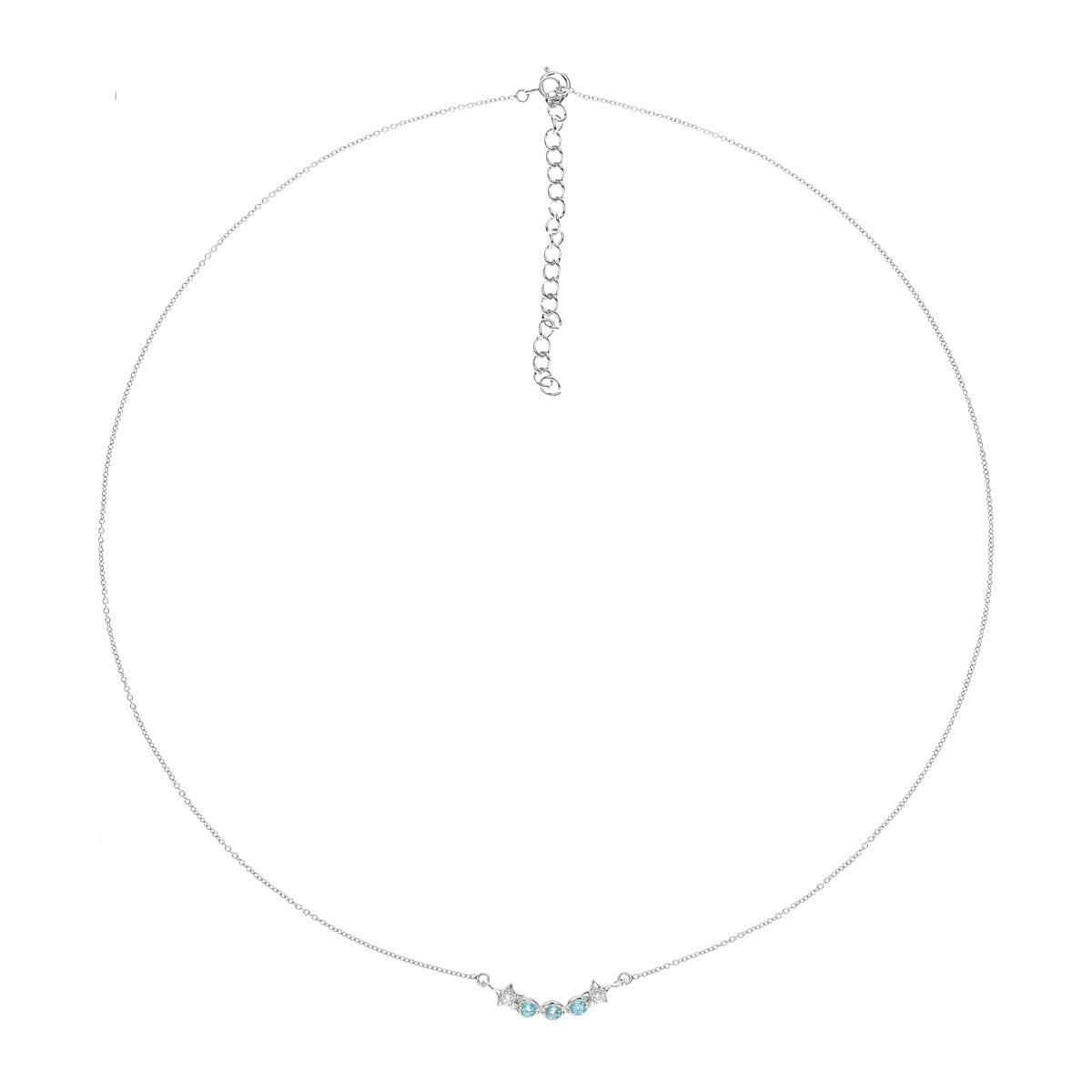 LENYA สร้อยคอเงินแท้ 925 ประดับพลอยสีฟ้า บลูโทแพซ (Blue Topaz ) และสีขาว ไวท์โทแพซ ( White Topaz) ชุบทองขาวดีไซน์สุดเก๋ ในลุคสาวหวานน่ารัก เพิ่มเสน่ห์ดึงดูดในตัวคุณ