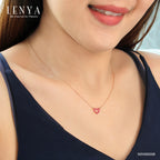 LENYA สร้อยคอเงินแท้ 925 ชุปพิงค์โกลด์ (Pink Gold) ประดับด้วยพลอยสีแดงทับทิม ดีไซน์เล็กๆ สไตล์เกาหลี ญี่ปุ่น น่ารักชวนหลงใหล