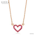 LENYA สร้อยคอเงินแท้ 925 ชุปพิงค์โกลด์ (Pink Gold) ประดับด้วยพลอยสีแดงทับทิม ดีไซน์เล็กๆ สไตล์เกาหลี ญี่ปุ่น น่ารักชวนหลงใหล