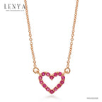 LENYA สร้อยคอเงินแท้ 925 ชุปพิงค์โกลด์ (Pink Gold) ประดับด้วยพลอยสีแดงทับทิม ดีไซน์เล็กๆ สไตล์เกาหลี ญี่ปุ่น น่ารักชวนหลงใหล