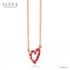 LENYA สร้อยคอเงินแท้ 925 ชุปพิงค์โกลด์ (Pink Gold) ประดับด้วยพลอยสีแดงทับทิม ดีไซน์เล็กๆ สไตล์เกาหลี ญี่ปุ่น น่ารักชวนหลงใหล