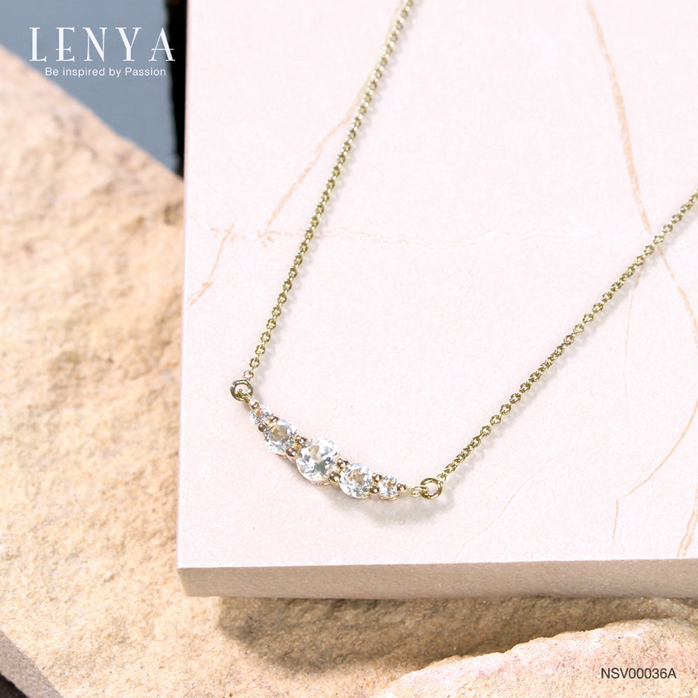 LENYA สร้อยคอเงินแท้ 925 ประดับพลอยสีขาว ไวท์โทแพซ ( White Topaz )  ชุบทอง18 เค ดีไซน์สุดน่ารักในลุคสาวหวาน สดใส เพิ่มเสน่ห์ดึงดูดในตัวคุณ