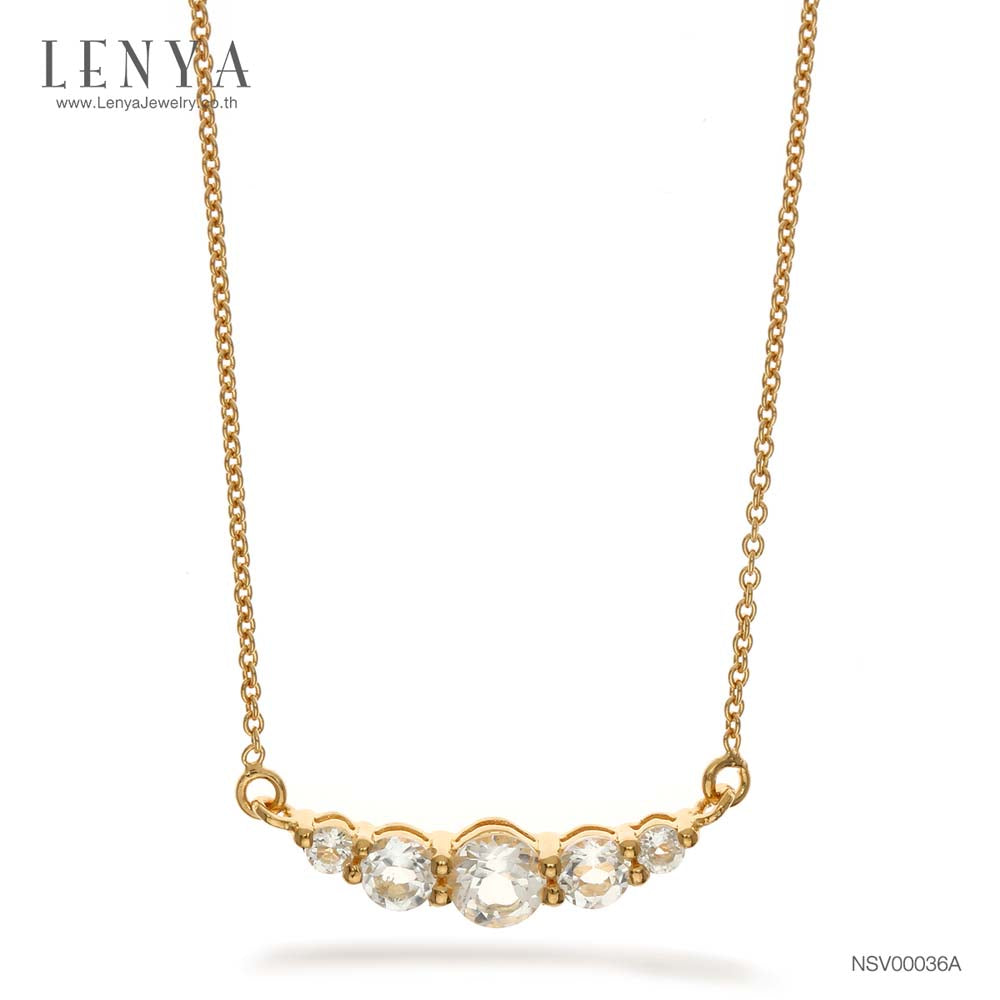 LENYA สร้อยคอเงินแท้ 925 ประดับพลอยสีขาว ไวท์โทแพซ ( White Topaz )  ชุบทอง18 เค ดีไซน์สุดน่ารักในลุคสาวหวาน สดใส เพิ่มเสน่ห์ดึงดูดในตัวคุณ