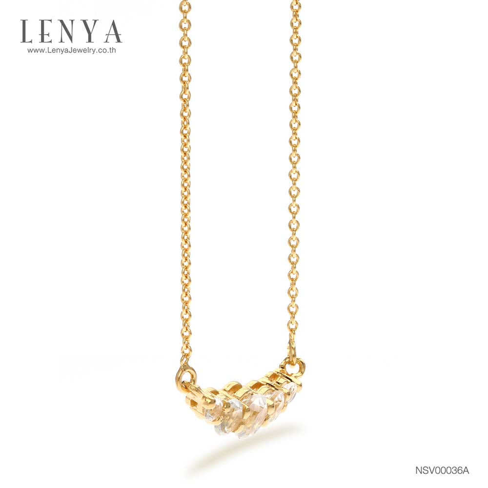 LENYA สร้อยคอเงินแท้ 925 ประดับพลอยสีขาว ไวท์โทแพซ ( White Topaz )  ชุบทอง18 เค ดีไซน์สุดน่ารักในลุคสาวหวาน สดใส เพิ่มเสน่ห์ดึงดูดในตัวคุณ