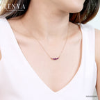 LENYA สร้อยคอเงินแท้ 925 ประดับพลอยสีม่วง อเมทิสต์ (Amethyst ) ชุบพิ้ง โกลด์ ดีไซน์เรียบเก๋ ดูน่ารักๆ สไตล์เกาหลี ญี่ปุ่น