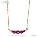 LENYA สร้อยคอเงินแท้ 925 ประดับพลอยสีม่วง อเมทิสต์ (Amethyst ) ชุบพิ้ง โกลด์ ดีไซน์เรียบเก๋ ดูน่ารักๆ สไตล์เกาหลี ญี่ปุ่น
