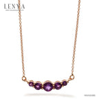 LENYA สร้อยคอเงินแท้ 925 ประดับพลอยสีม่วง อเมทิสต์ (Amethyst ) ชุบพิ้ง โกลด์ ดีไซน์เรียบเก๋ ดูน่ารักๆ สไตล์เกาหลี ญี่ปุ่น