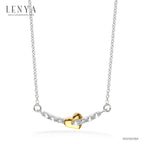 LENYA สร้อยคอเงินแท้ 925 ชุป2สี ตัวเรือนทองคำขาว (White Gold) ดีไซน์โดดเด่นด้วยรูปหัวใจขัดเงาชุปด้วยทอง (Yellow Gold) สื่อความหมายในรัก ประดับด้วยพลอยสีขาวไวโทแพซ White Topaz รักที่ต้องการครอบครอง