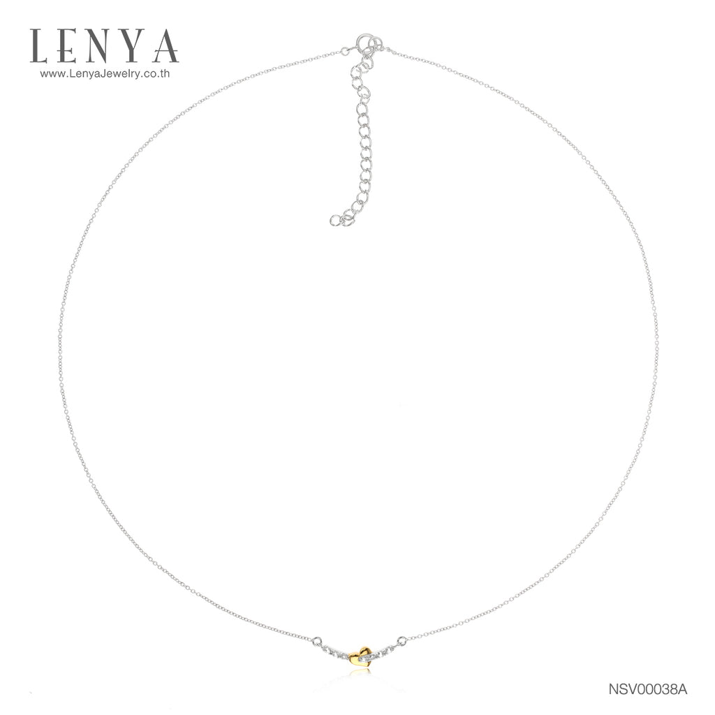 LENYA สร้อยคอเงินแท้ 925 ชุป2สี ตัวเรือนทองคำขาว (White Gold) ดีไซน์โดดเด่นด้วยรูปหัวใจขัดเงาชุปด้วยทอง (Yellow Gold) สื่อความหมายในรัก ประดับด้วยพลอยสีขาวไวโทแพซ White Topaz รักที่ต้องการครอบครอง