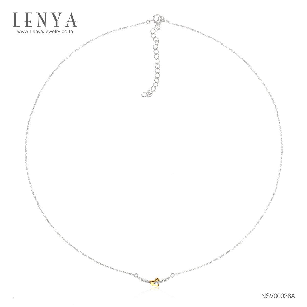 LENYA สร้อยคอเงินแท้ 925 ชุป2สี ตัวเรือนทองคำขาว (White Gold) ดีไซน์โดดเด่นด้วยรูปหัวใจขัดเงาชุปด้วยทอง (Yellow Gold) สื่อความหมายในรัก ประดับด้วยพลอยสีขาวไวโทแพซ White Topaz รักที่ต้องการครอบครอง