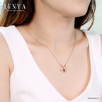 LENYA สร้อยคอเงินแท้ 925 ประดับพลอย ทรงหยดน้ำ โรโดไลท์(Rhodolite) และพลอยทับทิม (Ruby) ชุบพิ้ง โกลด์ สวยสง่า เพิ่มเสน่ห์ดึงดูดในตัวคุณ