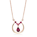 LENYA สร้อยคอเงินแท้ 925 ประดับพลอย ทรงหยดน้ำ โรโดไลท์(Rhodolite) และพลอยทับทิม (Ruby) ชุบพิ้ง โกลด์ สวยสง่า เพิ่มเสน่ห์ดึงดูดในตัวคุณ