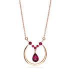 LENYA สร้อยคอเงินแท้ 925 ประดับพลอย ทรงหยดน้ำ โรโดไลท์(Rhodolite) และพลอยทับทิม (Ruby) ชุบพิ้ง โกลด์ สวยสง่า เพิ่มเสน่ห์ดึงดูดในตัวคุณ