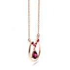 LENYA สร้อยคอเงินแท้ 925 ประดับพลอย ทรงหยดน้ำ โรโดไลท์(Rhodolite) และพลอยทับทิม (Ruby) ชุบพิ้ง โกลด์ สวยสง่า เพิ่มเสน่ห์ดึงดูดในตัวคุณ