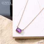 LENYA สร้อยคอเงินแท้ 925 ชุบพิ้งโกลด์ ประดับอัญมณีสีม่วง อเมทิสต์ (Amethyst) ดีไซน์สี่เหลี่ยมผืนผ้า ขนาดเหมาะเจาะ ช่วยขับให้ลำคอดูเรียวยาว สง่างามดั่งพญาหงส์ผู้งดงาม