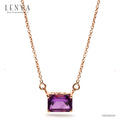 LENYA สร้อยคอเงินแท้ 925 ชุบพิ้งโกลด์ ประดับอัญมณีสีม่วง อเมทิสต์ (Amethyst) ดีไซน์สี่เหลี่ยมผืนผ้า ขนาดเหมาะเจาะ ช่วยขับให้ลำคอดูเรียวยาว สง่างามดั่งพญาหงส์ผู้งดงาม