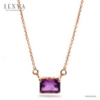 LENYA สร้อยคอเงินแท้ 925 ชุบพิ้งโกลด์ ประดับอัญมณีสีม่วง อเมทิสต์ (Amethyst) ดีไซน์สี่เหลี่ยมผืนผ้า ขนาดเหมาะเจาะ ช่วยขับให้ลำคอดูเรียวยาว สง่างามดั่งพญาหงส์ผู้งดงาม