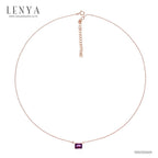 LENYA สร้อยคอเงินแท้ 925 ชุบพิ้งโกลด์ ประดับอัญมณีสีม่วง อเมทิสต์ (Amethyst) ดีไซน์สี่เหลี่ยมผืนผ้า ขนาดเหมาะเจาะ ช่วยขับให้ลำคอดูเรียวยาว สง่างามดั่งพญาหงส์ผู้งดงาม
