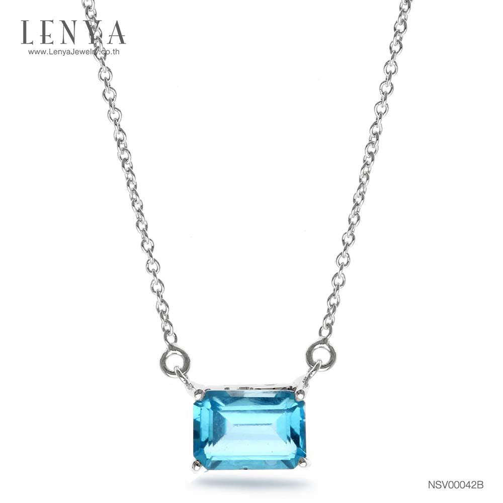 LENYA สร้อยคอเงินแท้ 925 ประดับอัญมณีสีฟ้าใส (Blue Topaz) ดีไซน์สี่เหลี่ยมผืนผ้า ขนาดเหมาะเจาะ ช่วยขับให้ลำคอดูเรียวยาว สง่างามดั่งพญาหงส์ผู้งดงาม