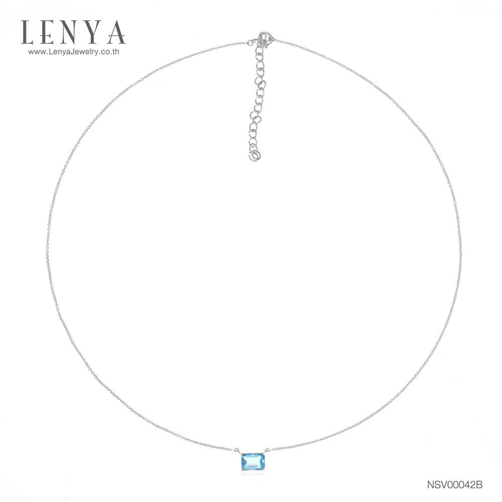 LENYA สร้อยคอเงินแท้ 925 ประดับอัญมณีสีฟ้าใส (Blue Topaz) ดีไซน์สี่เหลี่ยมผืนผ้า ขนาดเหมาะเจาะ ช่วยขับให้ลำคอดูเรียวยาว สง่างามดั่งพญาหงส์ผู้งดงาม