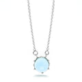 LENYA สร้อยคอประดับด้วยพลอยสีฟ้าบลูโทแพซ (Blue Topaz) สว่าง สดใส เรียบๆดูโดดเด่น ตัวเรือนเงินแท้ 925 ชุปทองคำขาว (Rhodium)
