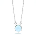 LENYA สร้อยคอประดับด้วยพลอยสีฟ้าบลูโทแพซ (Blue Topaz) สว่าง สดใส เรียบๆดูโดดเด่น ตัวเรือนเงินแท้ 925 ชุปทองคำขาว (Rhodium)